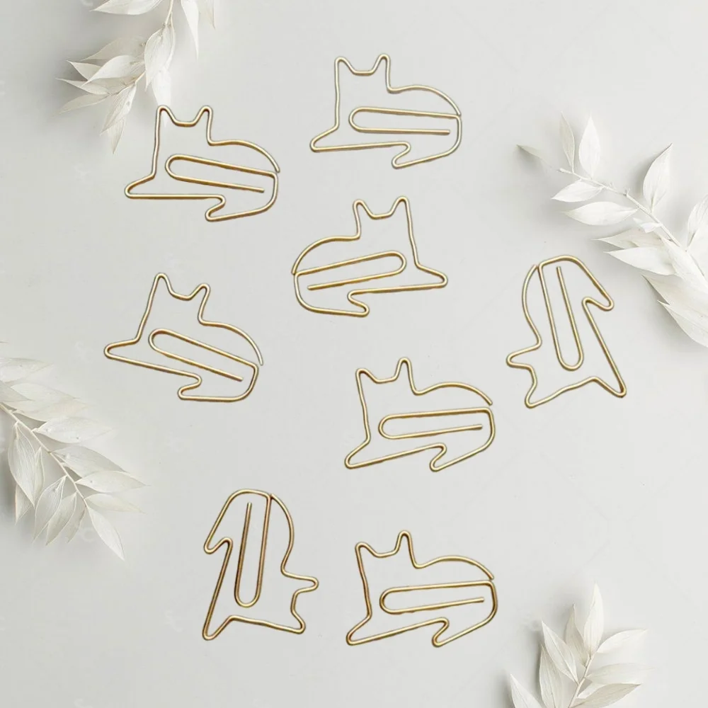 Gold Cat-Shaped Paper Clips. 30 Pieces